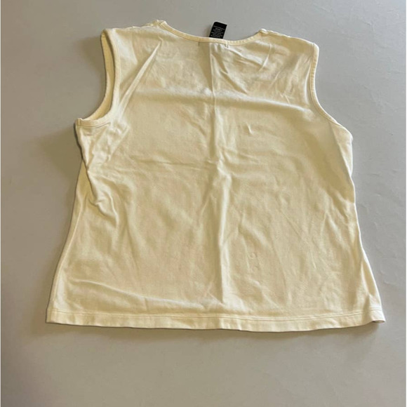Ninety off white sleeveless lace trim top L - Picture 2 of 6
